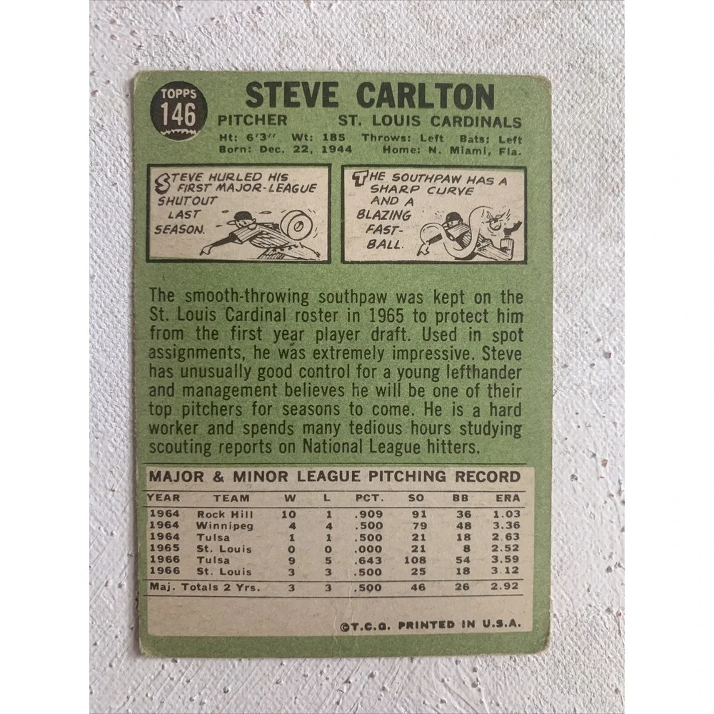 1967 Topps Set-Break #146 Steve Carlton VG
